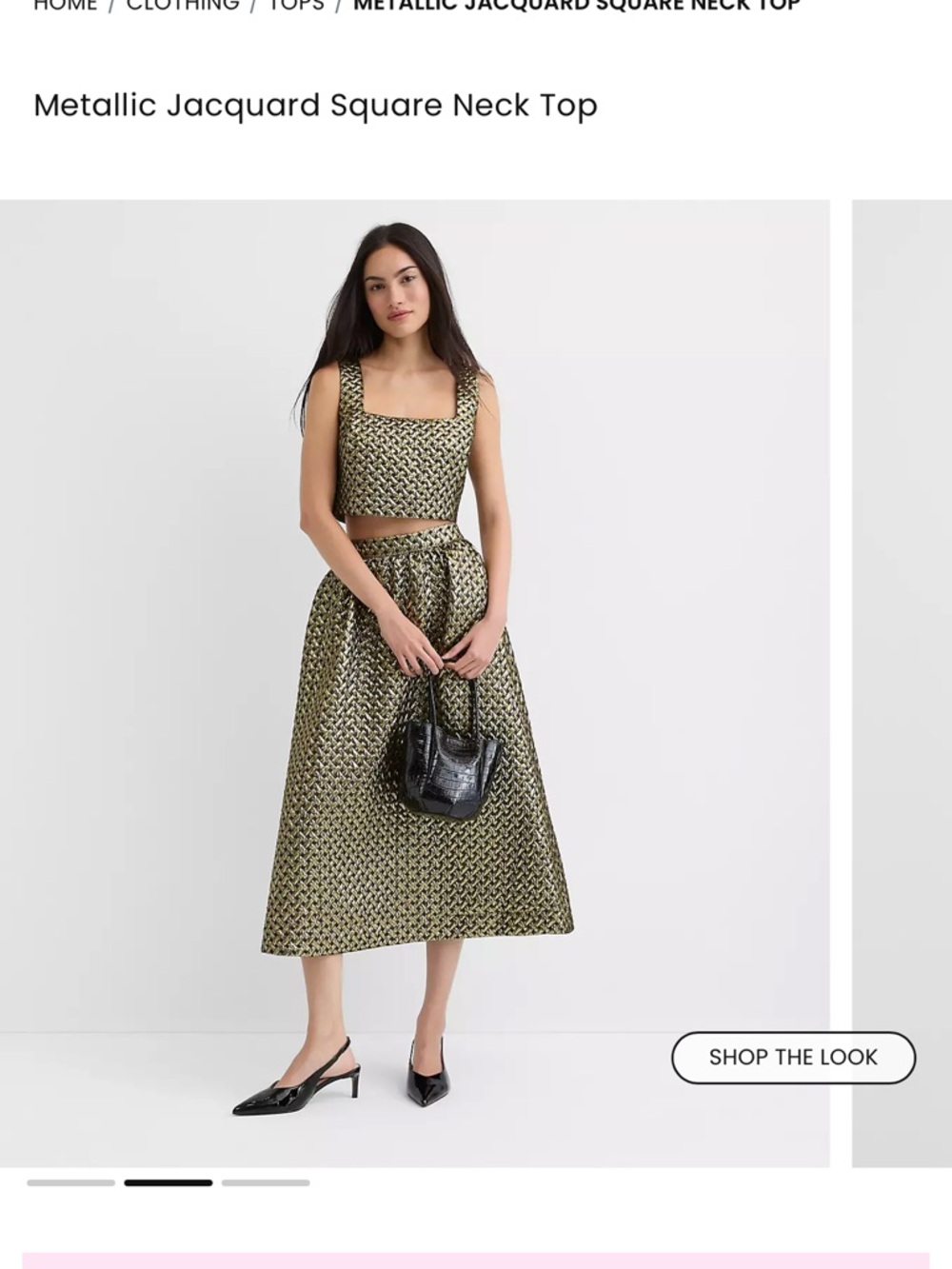 LOFT Metallic Jacquard Midi Skirt and Top set  in Gold and Black